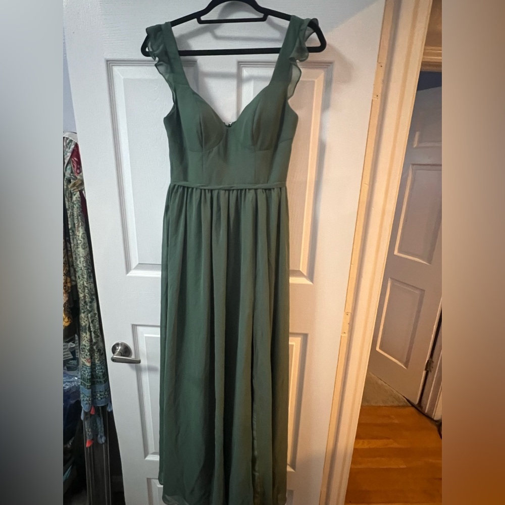 Azazie Green Maxi Dress with Sweetheart Neckline